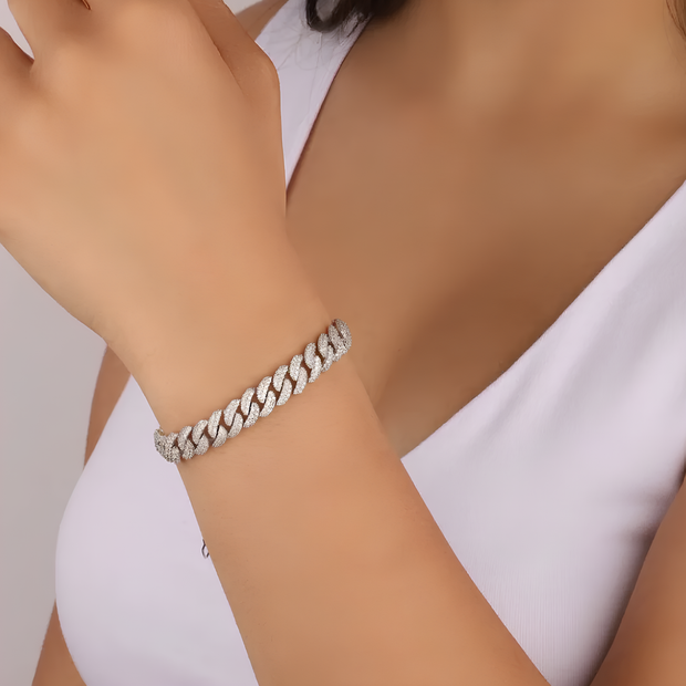 bracciale argento cubano moissanite donna naturale