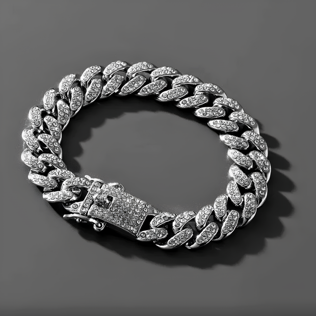 bracciale argento cubano moissanite donna quadrante