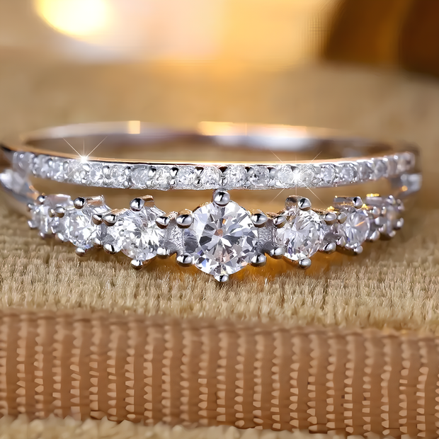 anello d'argento moissanite bianchi donna vintage