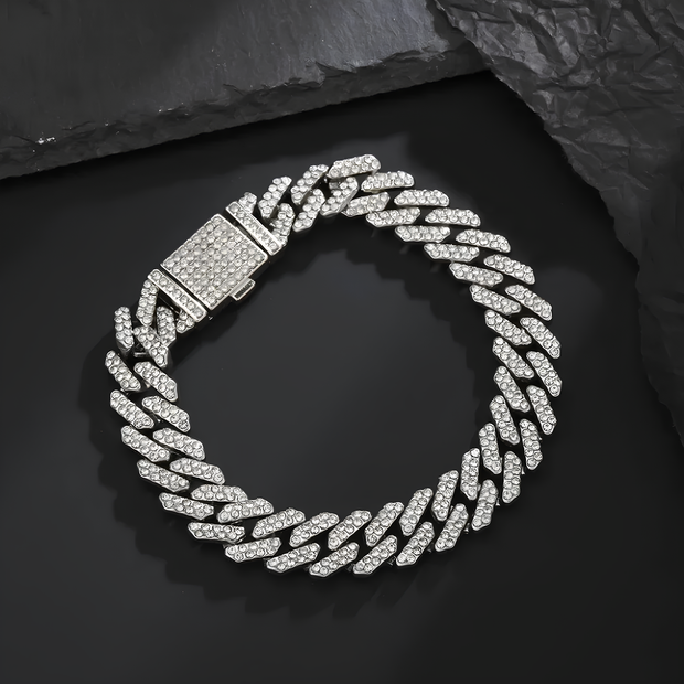 bracciale argento cubano moissanite donna lucida