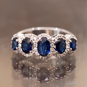anello d'argento moissanite blu donna naturale
