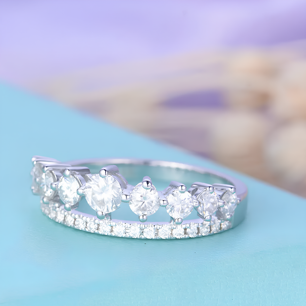 anello d'argento moissanite bianchi donna lucida