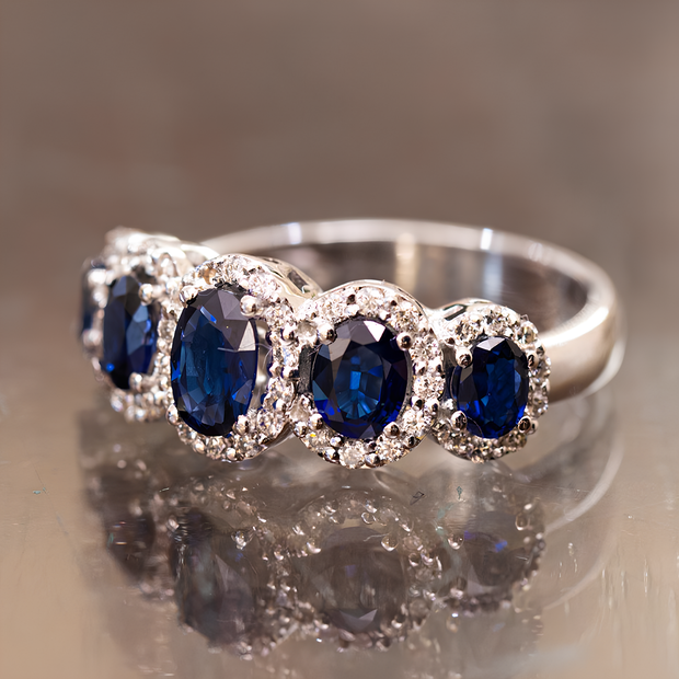 anello d'argento moissanite blu donna vendita
